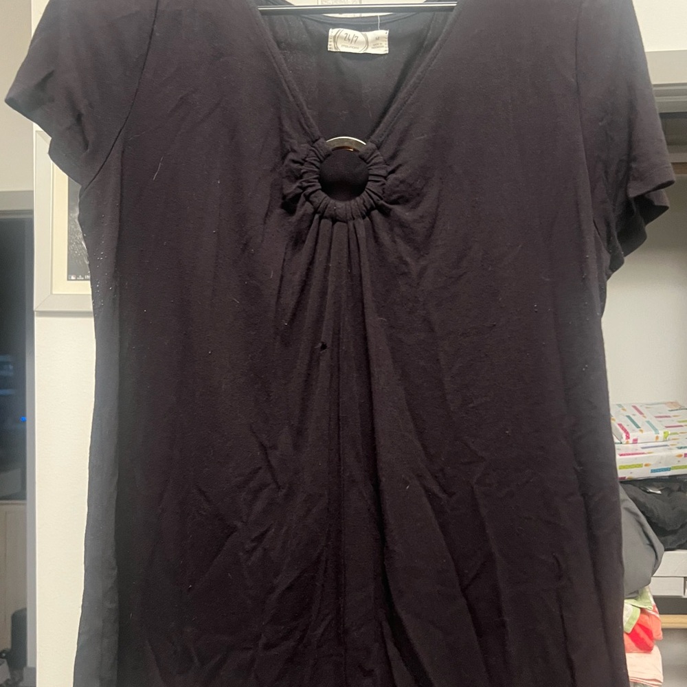 Maurices Black Ruched Cap Sleeve Blouse